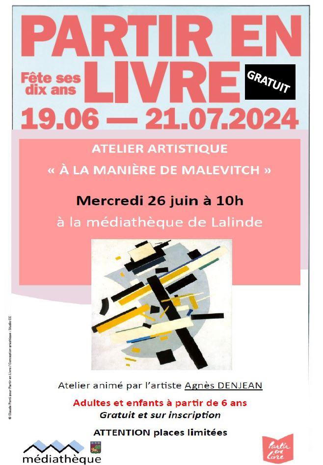 Affiche atelier artistique malevitch 26 juin 2024