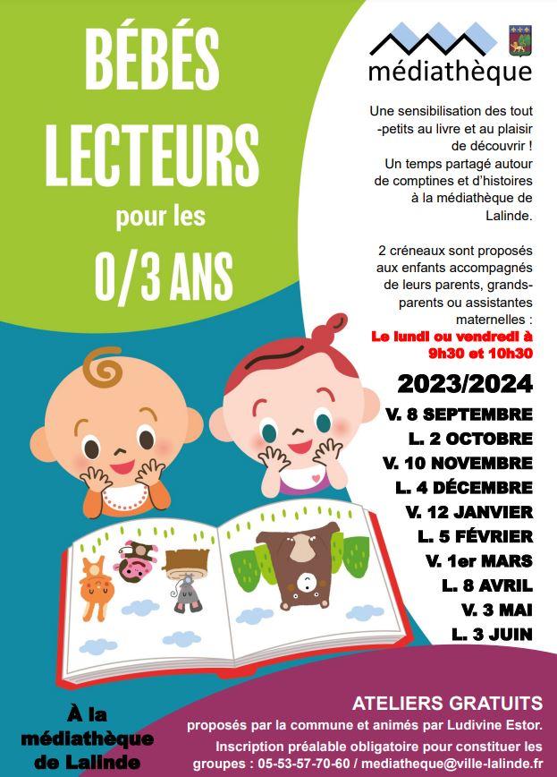 Affiche bebes lecteurs mediatheque annee 2023 2024