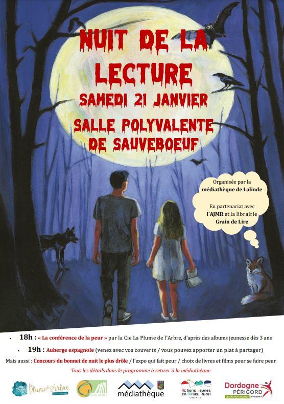 Affiche nuit de la lecture lalinde 2023