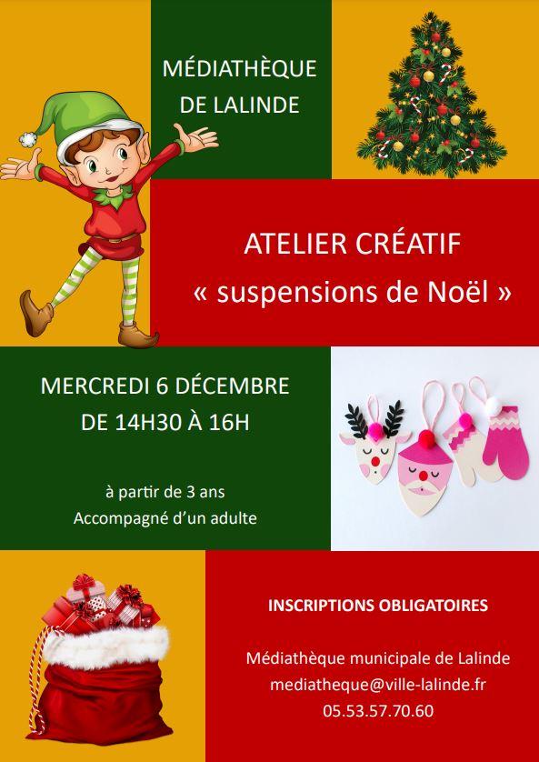 Atelier creatif suspensions de noel