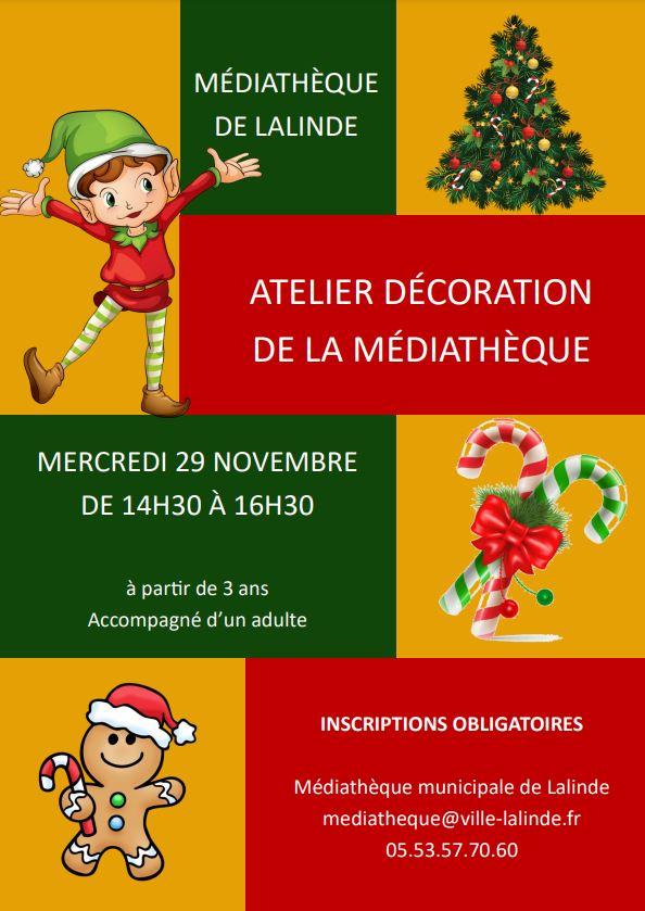 Atelier decoration de la mediatheque a noel